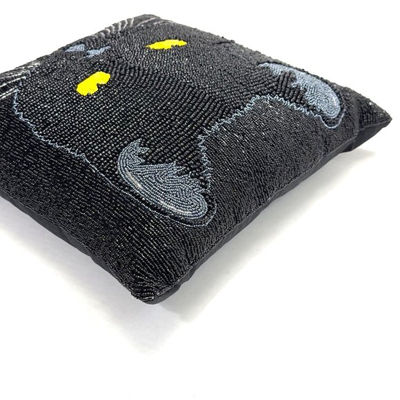 Pier 1 Spooky Black Cat Beaded Accent Throw Pillow Halloween Decor - Picture 6 of 11